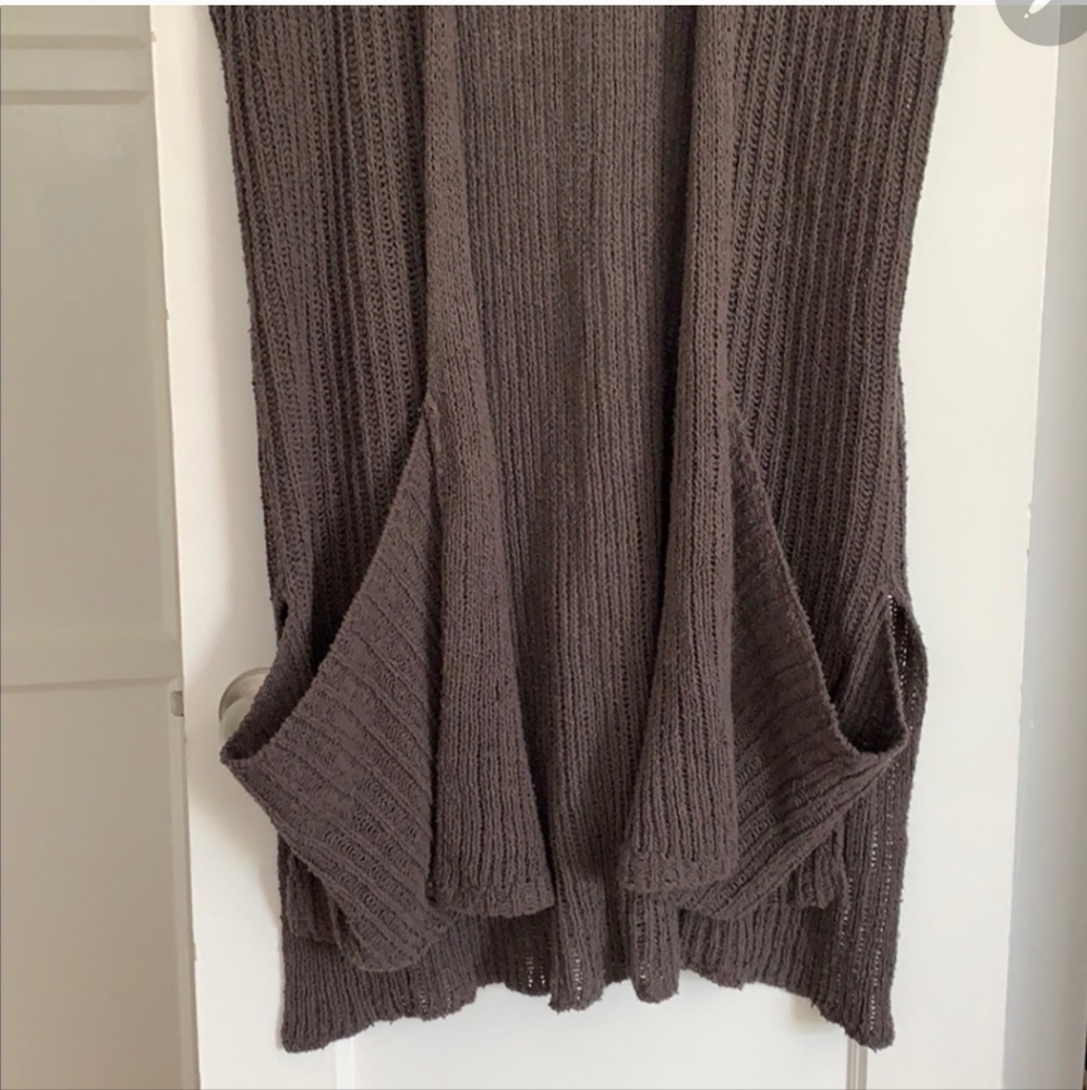 Free People Brown Maxi Cardigan Sweater with Pockets - Picture 5 of 7